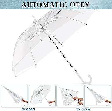 Photo 1 of (5x) Fabbay Wedding Clear U(5x) Fabbay Wedding Clear Umbrella Auto Open Wedding Stick Umbrellas mbrella Auto Open Wedding Stick Umbrellas 