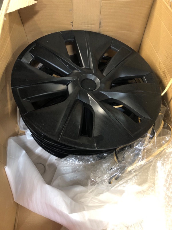 Photo 1 of **ONE IS DAMAGED**
YONZEE Wheel Cover for Tesla Model Y, 19 Inch ABS Rust Wheel Hubcaps, Fully Wrap Blackout Wheel Cover (Set of 4)