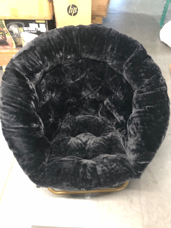 Photo 2 of  Cozy Chair/Faux Fur Saucer Chair for Bedroom/X-Large (Black)