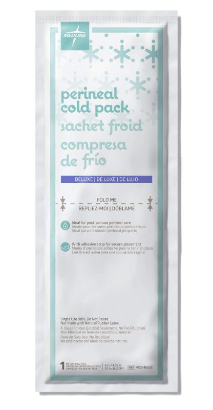 Photo 1 of (12x) Medline Deluxe Perineal Cold Packs with Adhesive Strip, 4.5 x 14.25