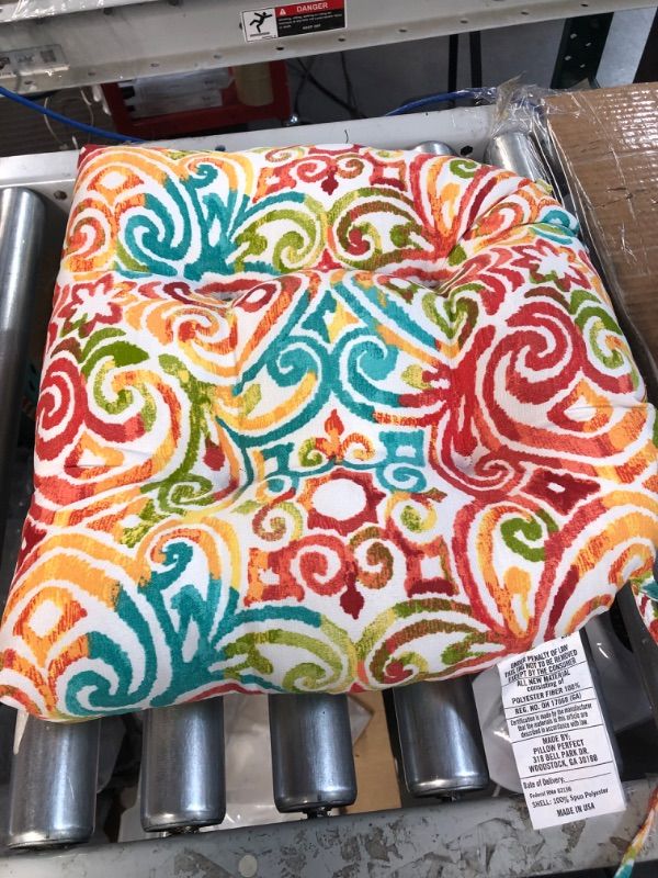 Photo 2 of **USED BUT APPEARS NEW** Pillow Perfect 619859 Outdoor/Indoor Corinthian Dapple Chair Pad, 15.5" x 14.5"