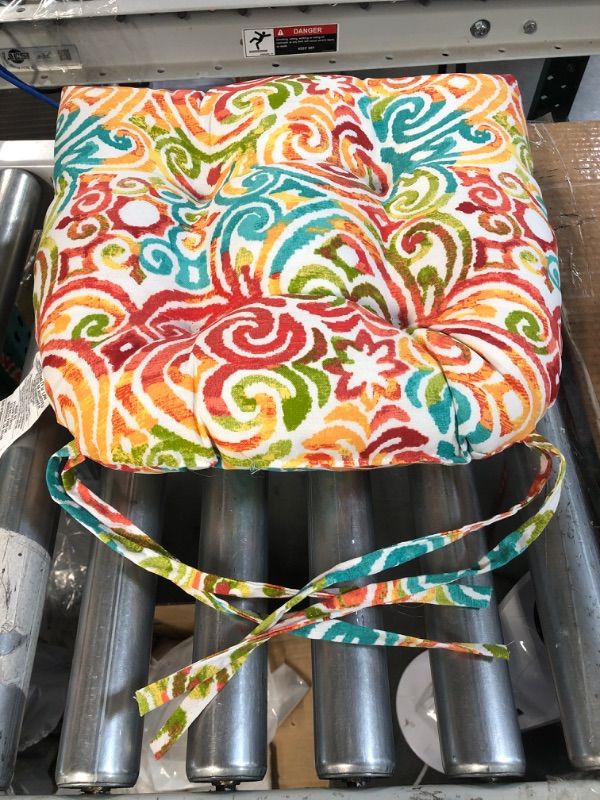 Photo 3 of **USED BUT APPEARS NEW** Pillow Perfect 619859 Outdoor/Indoor Corinthian Dapple Chair Pad, 15.5" x 14.5"