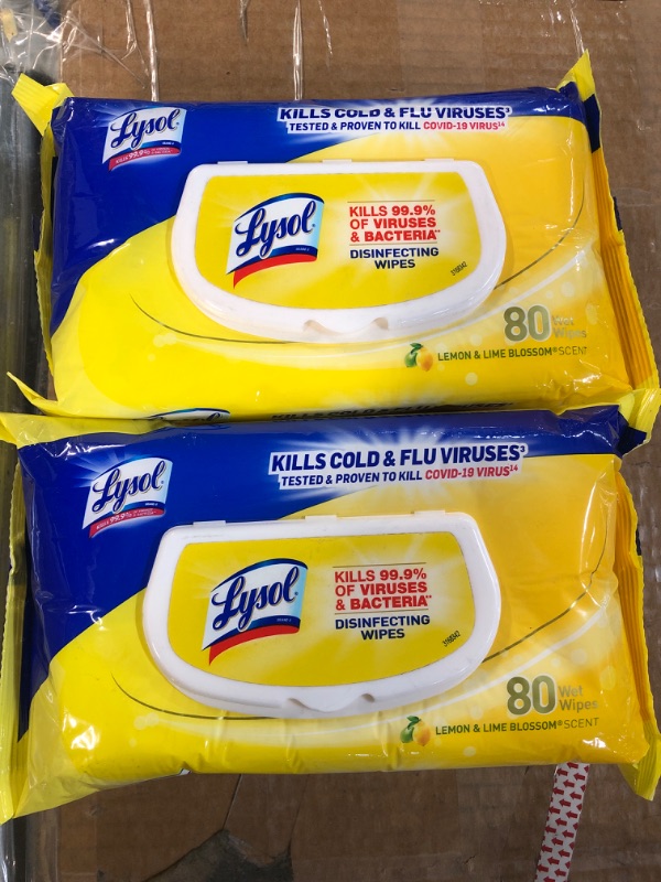 Photo 1 of (2x) LYSOL Disinfecting Wipes - Lemon & Lime Blossom Flatpack 80 ct. 
