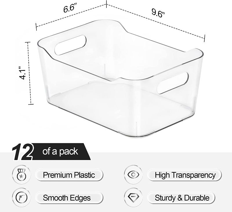 Photo 1 of [ 6 Pack ] Multi-Use Clear Bins for Organizing - Fridge, Refrigerator Organizer Bins - Pantry Organization and Storage - Plastic Containers for Home, Kitchen, Freezer, SOHO Collection, Canbinet, RV