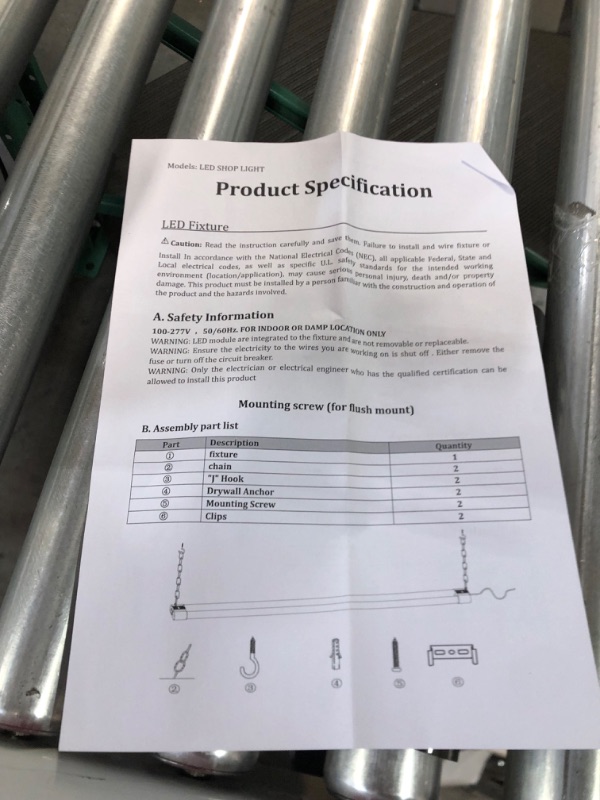 Photo 4 of **SEE NOTES**  4 Pack 4FT LED Shop Light Linkable, 4400lm, 42w(250w Equivalent), 5000K Utility Shop Lights