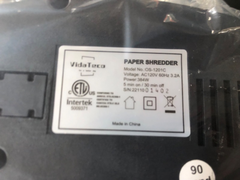 Photo 5 of Paper Shredder,VidaTeco 14-Sheet Cross-Cut Shredder with US Patented Cutter,Also Shreds Card/CD ,Heavy Duty Paper Shredder