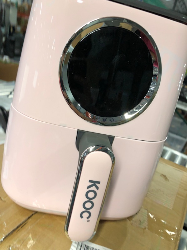Photo 2 of [NEW] KOOC Large Air Fryer, 4.5-Quart Electric Hot Oven Cooker, Free Cheat Sheet for Quick Reference Guide, LED Touch Digital Screen, 8 in 1, Customized Temp/Time, Nonstick Basket, Pink 4.5 Quart Pink - Upgraded