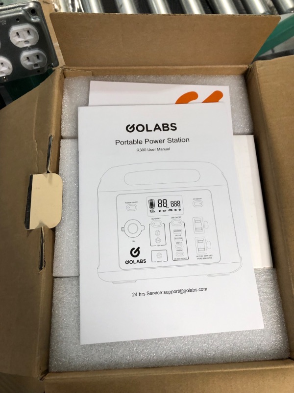 Photo 1 of GOLABS R300 Portable Power Station, 299Wh LiFePO4 Battery Backup with 300W Pure Sine Wave AC Peak 500W, Car Outlets, PD 60W Quick in/out Solar Generator for Outdoor Camping Emergency CPAP Black