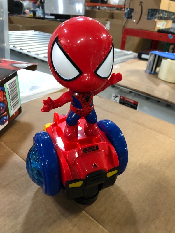 Photo 2 of Spider-Man Robot Toys, Spin Robot Interactive Toy Car with Colorful Flashing Lights & Music, Interactive Educational Gift Toys for 3 4 5 6 7 Year Old Boys Girls (Red)