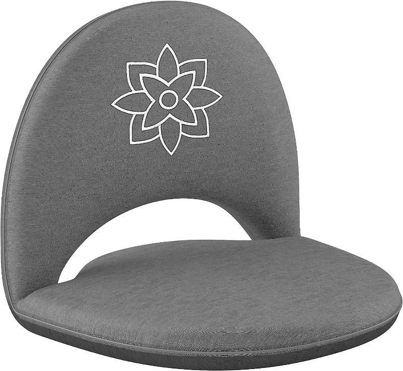 Photo 1 of Mindful & Modern Meditation Chair | Adjustable Floor Chair with Back Support | Padded Floor Seat for Posture Support and Comfort | Portable Folds Flat for Storage | Indoor/Outdoor Use | Slate Grey