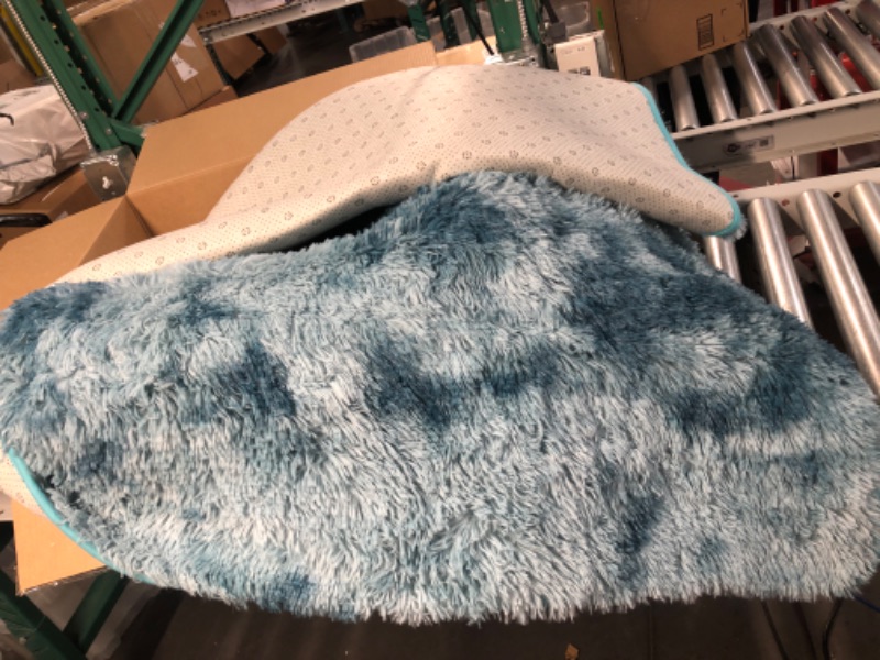 Photo 1 of 2 Tone Blue Fluffy Area Rug