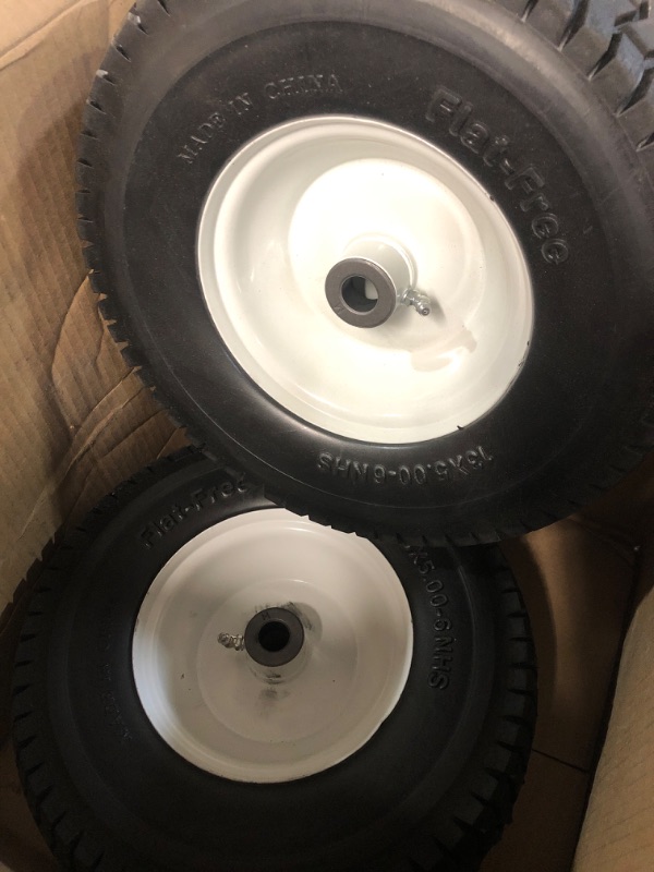 Photo 3 of 13x5.00-6"Flat Free Lawnmower Tire And Wheel,2 Pack