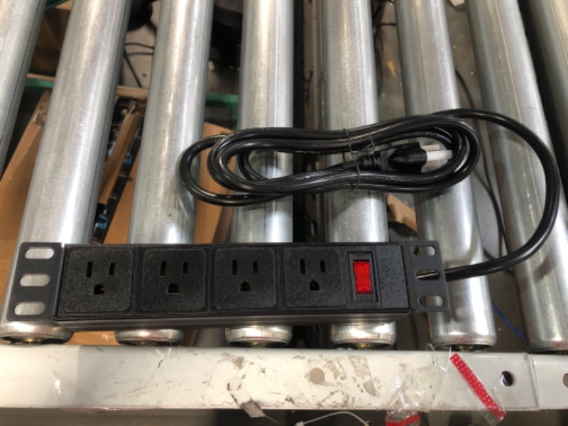 Photo 2 of 10" Rack PDU - 1U (4 Outlet) Power Distribution Unit 10 inch for Mini Racks w/Protection (110V/15A 6ft Cable) Network Cabinet Rackmount Power Strip (in Wall, Desk or Server Rack Mount) Tupavco TP1713