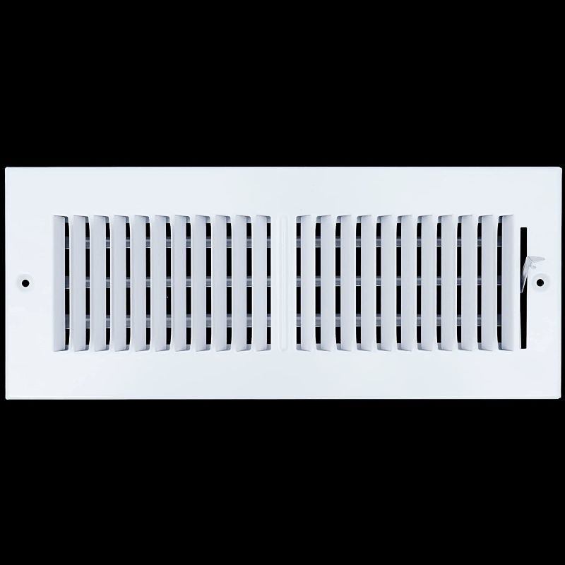 Photo 1 of 2"W x 4"H [Duct Opening Size] 2 Way Steel Air Supply Diffuser | Register Vent Cover Grill for Sidewall and Ceiling | White | Outer Dimensions: 13.75"W X 5.75"H for 12x4 Duct Opening