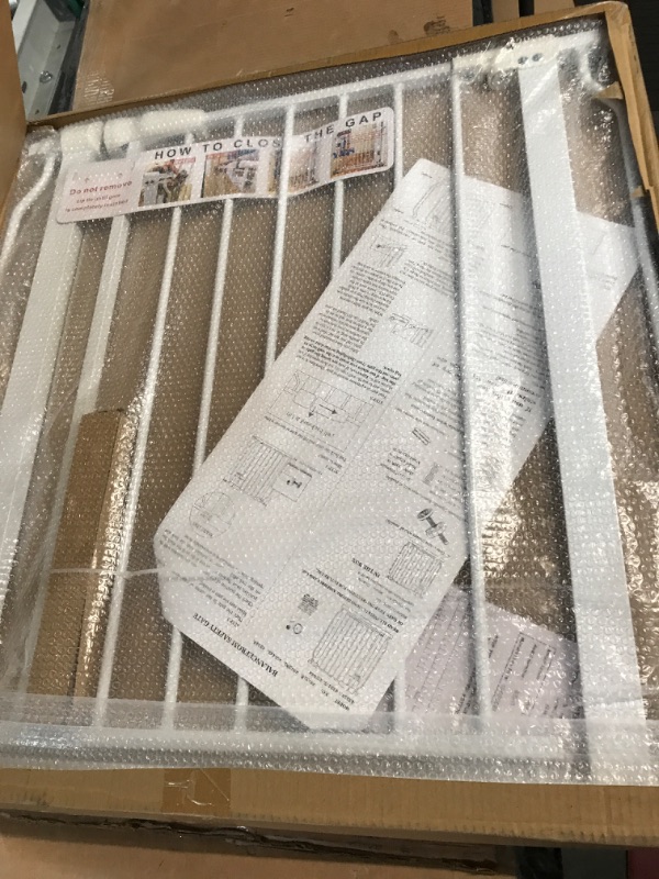 Photo 1 of BalanceFrom Easy Walk-Thru Safety Gate for Doorways and Stairways with Auto-Close/Hold-Open Features, Multiple Sizes, White 30-inch Tall, No Caps Fits 29.1 - 33.8" Wide