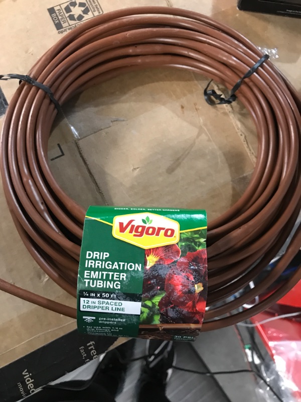 Photo 2 of (50' ft Roll) - USA Made - 1/4-Inch x Irrigation/Hydroponics Dripline with 6-Inch Emitter Spacing (Brown) (50' Foot Roll)