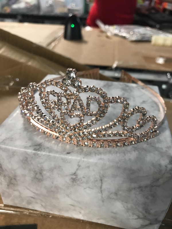 Photo 3 of Rose Gold Graduation Tiaras and Grad Sash Party Supplies for Graduation