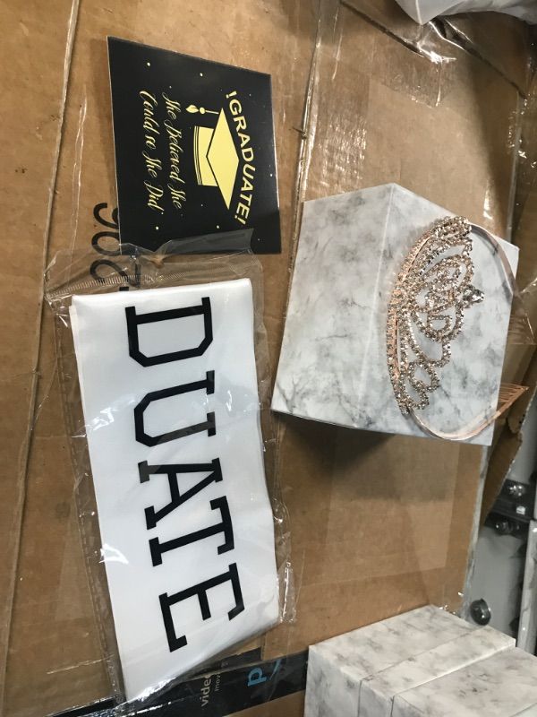Photo 1 of Rose Gold Graduation Tiaras and Grad Sash Party Supplies for Graduation