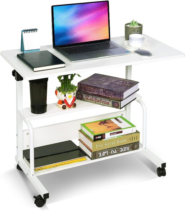 Photo 1 of *SEE NOTES* Portable Desk Small Desk Laptop Table Black Rolling Adjustable Desk on Wheels with Storage 32x16 Inch