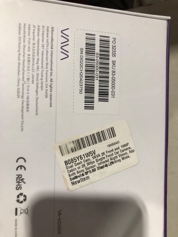 Photo 2 of **FACTORY SEALED**  VAVA VD009 Dual Dash Cam, 2K Front 1080p Cabin 30fps Car Camera, Sony Sensor, Infrared Night Vision, App Control & 2" LCD Display, Parking Mode, Built-in GPS for Uber & Lyft, Bluetooth Snapshot Remote