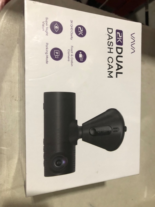 Photo 3 of **FACTORY SEALED**  VAVA VD009 Dual Dash Cam, 2K Front 1080p Cabin 30fps Car Camera, Sony Sensor, Infrared Night Vision, App Control & 2" LCD Display, Parking Mode, Built-in GPS for Uber & Lyft, Bluetooth Snapshot Remote