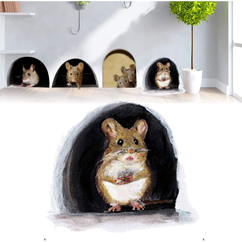 Photo 1 of 10Pcs Cute Mouse Hole Wall Decal Indoor & Outdoor Baseboard Sticker Creative 