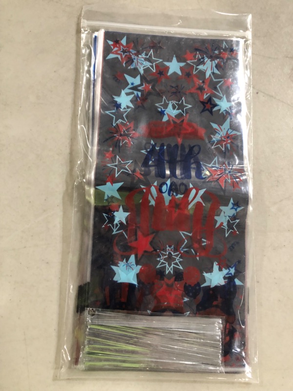 Photo 1 of 100Pcs Celophane Gift Bags w/ Ties (4th of July)