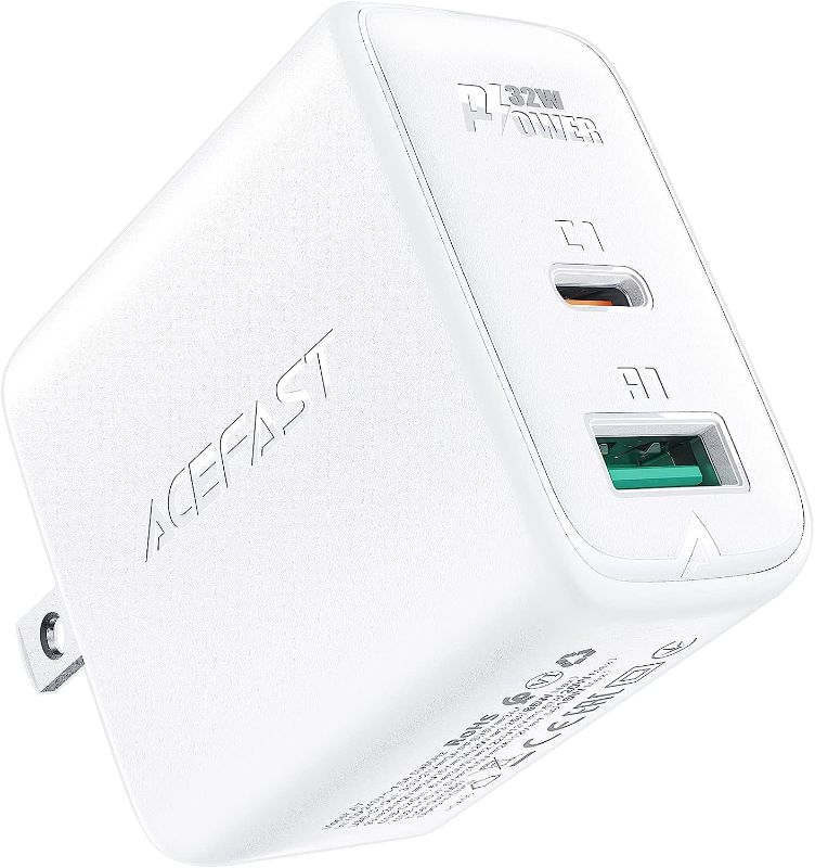 Photo 1 of 32W USB Fast Charger, ACEFAST 2-Port (USB A+USB C) White