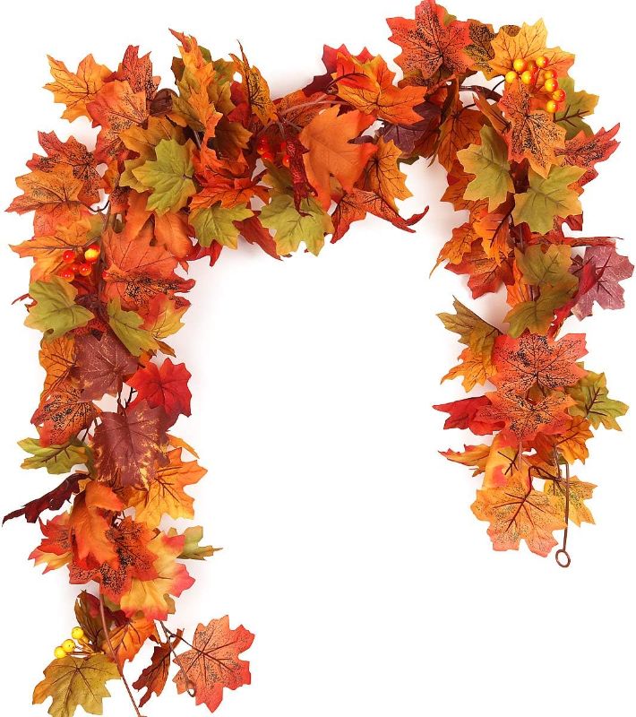 Photo 1 of  Artificial Autumn Maple Leaves Garland 5.7Ft/ Yellow