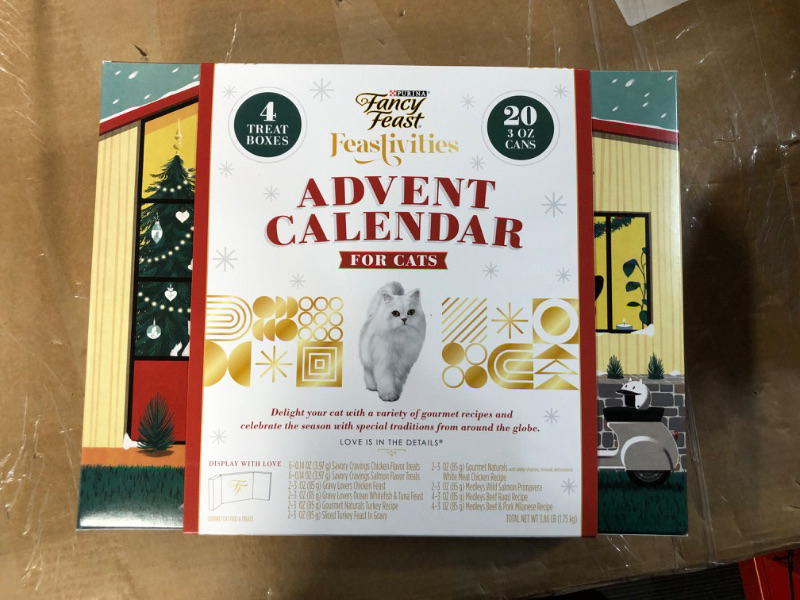 Photo 2 of ***EXPIRED MAY 2023*** Fancy Feast Purina Gourmet Wet Cat Food and Savory Cravings Cat Treats Advent Calendar Variety Pack – (20 Pack) 3 oz