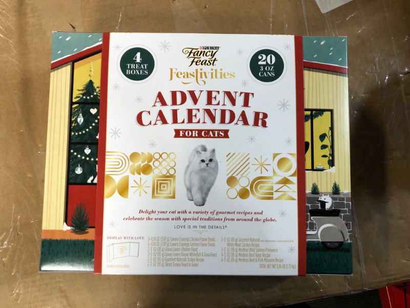 Photo 1 of ***EXPIRED MAY 2023*** Fancy Feast Purina Gourmet Wet Cat Food and Savory Cravings Cat Treats Advent Calendar Variety Pack – (20 Pack) 3 oz