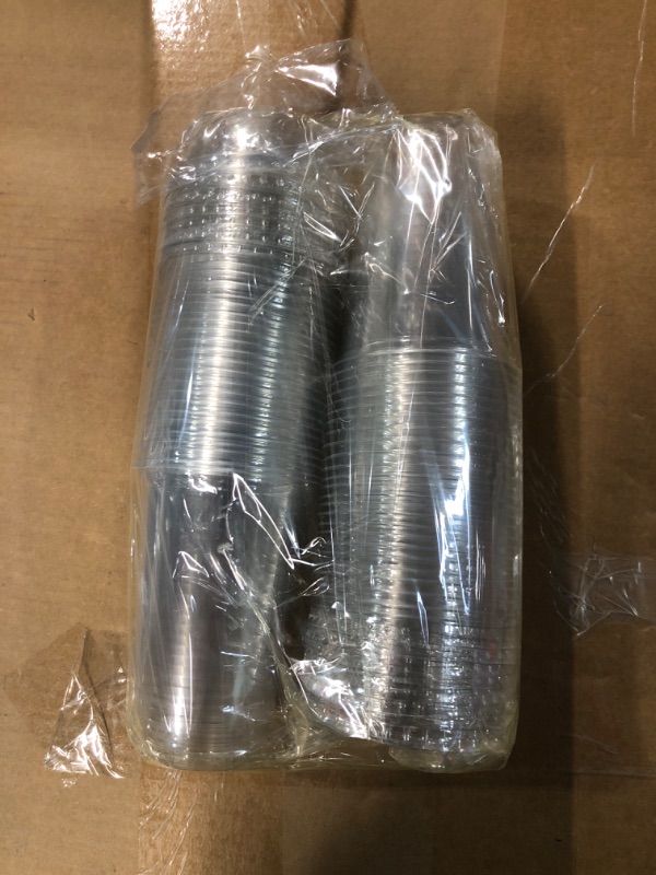 Photo 1 of 16 oz Clear Plastic Cups with Dome Lids - 50 Pack 