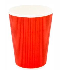 Photo 1 of 12 Oz Red Paper Coffee Cup - Ripple Wall - 3 1/2 X 3 1/2 X 4 1/4 - 25 Count Box