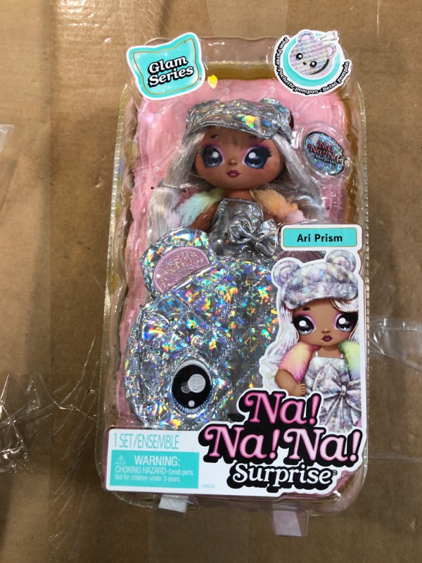 Photo 2 of Na Na Na Surprise Glam Series Ari Prism Fashion Doll & Metallic Teddy Bear Purse,