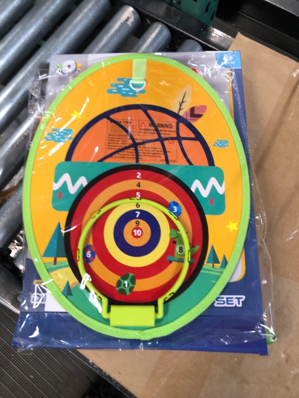 Photo 1 of Indoor Outdoor Toy Sports Double Sided Dart Board, Basketball Hoop for Kids, Shooting Game Toy Set