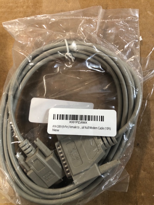 Photo 2 of AYA DB9 (9-Pin) Female to DB25 (25-Pin) Male Serial Null Modem Cable (10Ft)