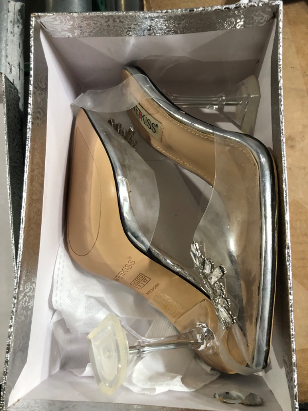 Photo 2 of *USED - LOOK NEW*Women Sandals Clear High Heels Sandals Transparent PVC Slip On Sexy Shoes Women Pointed Toe Wedding Party Summer Pumps Shoes