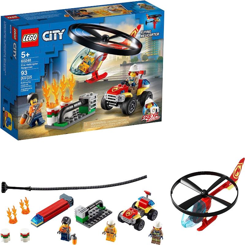 Photo 1 of *SEE NOTES - BOX DAMAGED* LEGO City Fire Helicopter Response 60248 Firefighter Toy, Fun Building Set for Kids (93 Pieces)