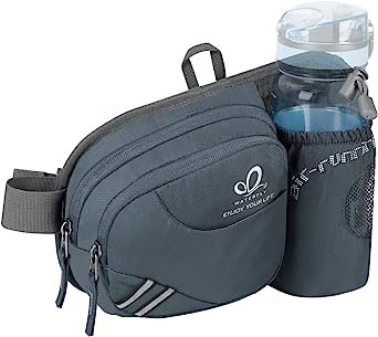 Photo 1 of WATERFLY Hiking Waist Bag Fanny Pack with Water Bottle Holder for Men Women Running & Dog Walking Fit All Phones (Bottle Not Included), Gray 