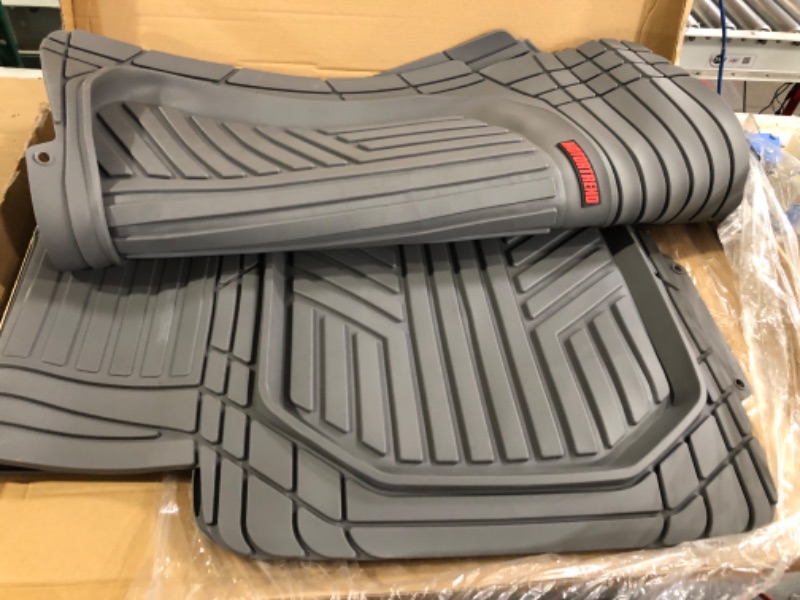 Photo 3 of Motor Trend FlexTough Plus Gray Rubber Car Floor Mats 