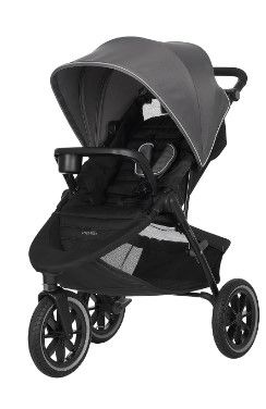 Photo 1 of **SEE NOTES**MISSING PARTS**
Evenflo Folio3 Stroll & Jog Travel System w/LiteMax 35 Infant Car Seat, Crossover Versatility, Ultra-Compact, Self-Standing Folding Design, 12” Air-Filled Tires, Front Wheel Swivel Lock, Avenue Gray