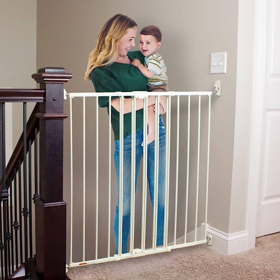 Photo 1 of Toddleroo by North States Tall Easy Swing & Lock Baby Gate Series 2: Easy one-Handed Operation Security Latch. Hardware Mount. Fits Openings 28.68" - 47.85" Wide (36" Tall, Warm White)