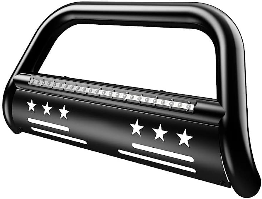 Photo 1 of (STOCK PHOTO FOR REFERENCE) AUTOSAVER88 Bull Bar Compatible for 07-18 Chevy Silverado 1500/ GMC Sierra 1500/19 Chevy Silverado LD /07-20 Chevy Suburban/GMC Yukon 3" Grille Brush Push Guard w/Skid Plate Light Mounting Holes style 2