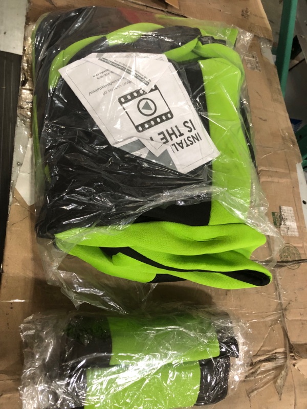 Photo 1 of Automotive Seat Covers Green Universal Fit Combo Set with Steering Wheel Cover and Seat Belt Pad fits most Cars, SUVs, and Trucks (Airbag Compatible and Split Bench) FH Group FB030GREEN-COMBO