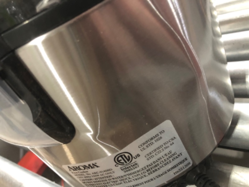 Photo 2 of **SEE PHOTO FOR DENT** Aroma Housewares ARC-914SBD Digital Cool-Touch Rice Grain Cooker and Food Steamer, Stainless, Silver, 4-Cup (Uncooked) / 8-Cup (Cooked) Basic