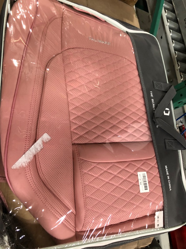 Photo 2 of VALIWARR Full Coverage Faux Leather Car Seat Covers Full Set Fit for Cars Trucks Sedans SUVs with Waterproof Leatherette in Auto Interior Accessories (Pink)