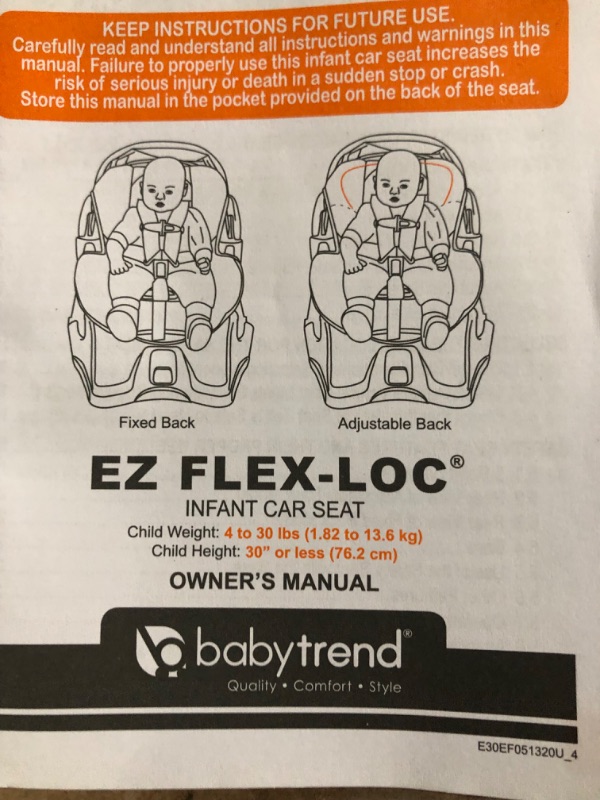 Photo 3 of Baby Trend Ez Flex-Loc 30 Infant Car Seat, Boulderz