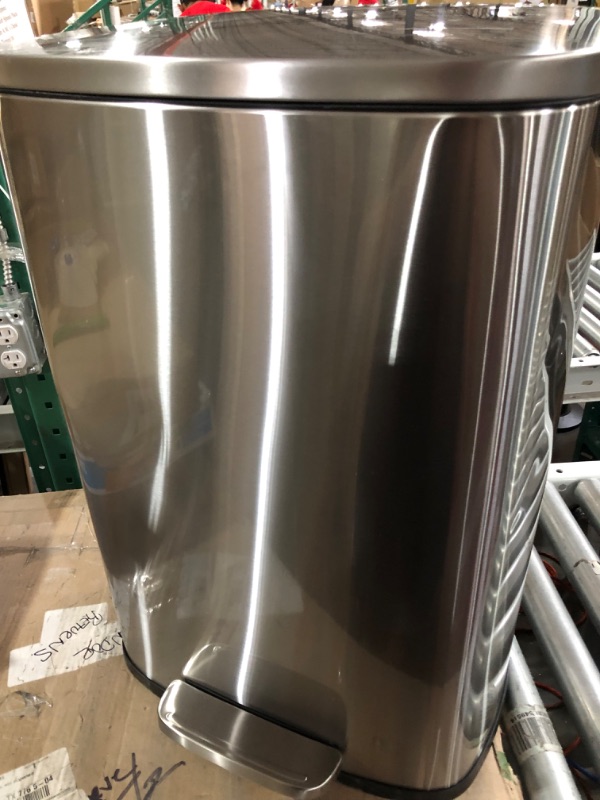 Photo 3 of **DENTED SEE PHOTOS** QUALIAZERO 50L/13Gal Heavy Duty Hands-Free Stainless Steel Commercial/Kitchen Step Trash Can, Fingerprint-Resistant Soft Close Lid Trashcan, 50L / 13 GAL