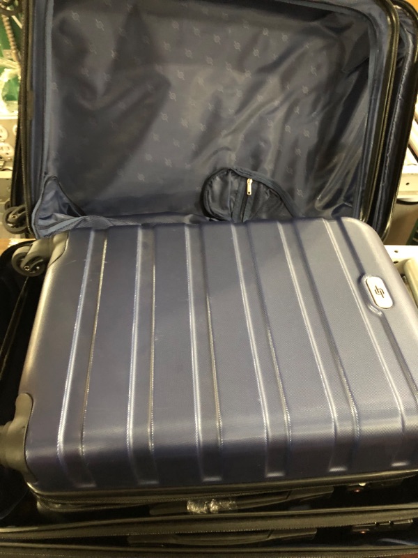 Photo 4 of **DENTED CORNER ON LARGE SUITCASE** Luggage 3 Piece Sets Hard Shell Luggage Set Spinner Wheels, TSA Lock, 20 24 28 inch Travel Suitcase Sets, Dark Blue 3 Piece Set 