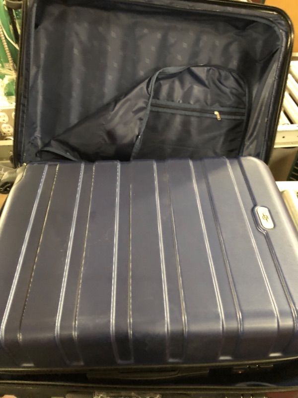 Photo 2 of **DENTED CORNER ON LARGE SUITCASE** Luggage 3 Piece Sets Hard Shell Luggage Set Spinner Wheels, TSA Lock, 20 24 28 inch Travel Suitcase Sets, Dark Blue 3 Piece Set 